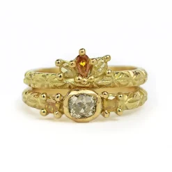 Tomfoolery Yellow Diamond Old Cut Trilogy Ring Discount