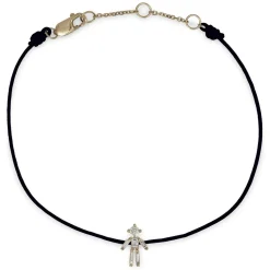 Tomfoolery Yellow Gold & Diamond Boy Thread Bracelet New