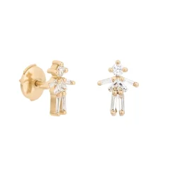 Tomfoolery Yellow Gold & Diamond Girl Single Stud Earring Best