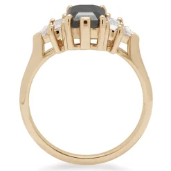 Tomfoolery Yellow Gold & Emerald Cut Black Diamond Theda Ring New