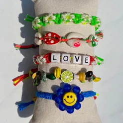 Tomfoolery Yellow Happy Flower Drawstring Bracelet New