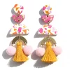 Tomfoolery Yellow Pom Pom Drop Earrings Best