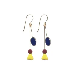 Tomfoolery Yellow Triangle and Navy Oval Drop Earrings Online